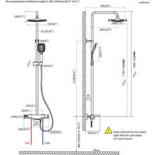 PHASAT Duschsystem Schwarz Thermostat Duscharmatur Duschset Regendusche mit 3 Funktion Handbrause und Überkopfbrause SB05D - Schwarz (schwarz) C - Übersicht 3
