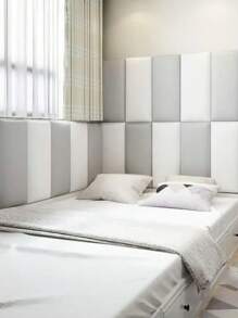 1 pieza Protector de pared decorativo acolchado de 20x40cm, panel de pared acolchado suave para cama, pegatina de pared 3D autoadhesiva