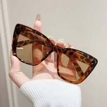 Women's Fashionable Versatile Cat Eye Glasses, Celebrity Style, Slim Fit High-End Appearance, Non-Prescription Glasses - Multicolor - View 10