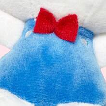 Miniso Llavero de peluche con colgante de Sanrio Hello Kitty del 50 aniversario, vestido azul, lazo rojo, accesorio para bolso, regalo de cumpleaños (1 pieza)