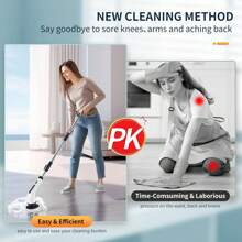 2025 Electric Rotary Scrubber, Rechargeable Cleaning Brush, Shower Scrubber With 9 Brush Heads, 2H Power 2-Speed, Adjustable Extended Handle, IPX7 Waterproof For Tubs Tile Floors Cars, White Easter Gift