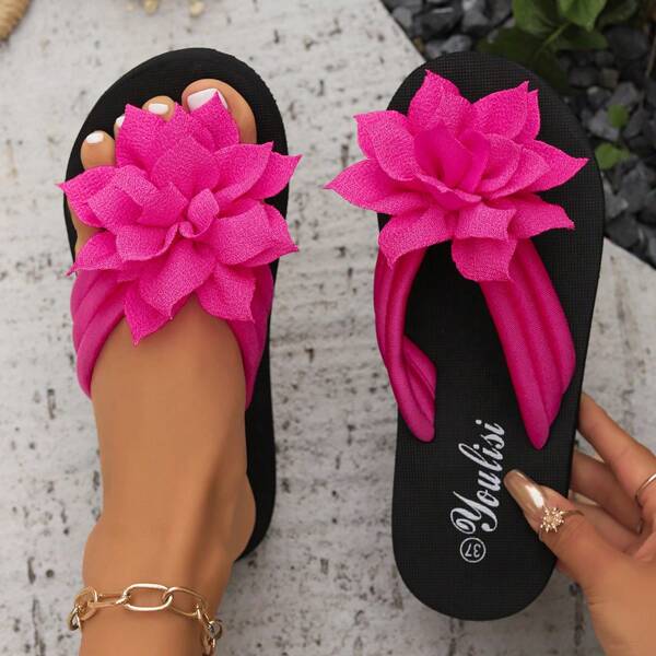 European & American Style Women Flip Flops - Minimalist Casual Comfortable Floral House Slippers - Casual Plus Size 36-43
