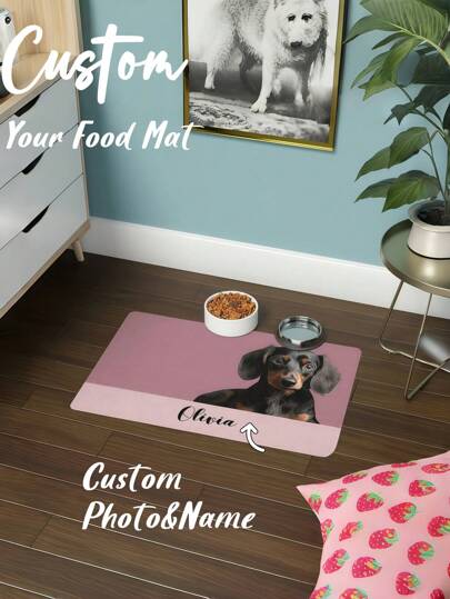 1 pieza Tapete personalizado para alimentos de perro, Tapetes personalizados con foto de mascota y nombre, Tapete personalizado para mascotas, Tapete para agua y comida, de alta calidad, ideal para amantes de los perros, perfecto para cualquier ocasión especial para celebrar a su peludo amigo, de moda, colorido, lindo, simple, Kawaii, regalos personalizados únicos, ideal para Navidad, San Valentín, Día de la Madre, Día del Padre, Aniversarios, Año Nuevo, Día de Acción de Gracias Decorativo, con estilo grabado, de moda, colorido, vintage, lindo, sencillo, lindo, personalizado, único, personalizado para aniversarios, para cumpleaños