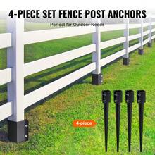 Durable Fence Post Anchor Ground Spike Set Of Four For Mailbox Deck And Garden Railing 36 Inches Tall 4 Inches Outer Diameter Black Powder Coated Finish - Black - View 2