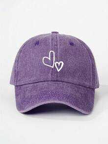 1pc White Children's Baseball Cap With Dual Heart Print, Adjustable Outdoor Casual Sunhat, Suitable For Spring, Autumn, Travel, Beach, Y2K Style For Boys And Girls - Baseball Cap - View 13