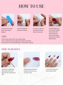 10片手工长棺材形美甲贴纸，法式粉色花卉撞色滴落设计，饰以3D白色金属蝴蝶和花卉滴落图案，时尚、可爱、优雅，适合女孩和女士在工作、派对和日常生活中佩戴，美甲用品，情人节礼物，手工按压式美甲贴片 - 彩色 - 查看 5