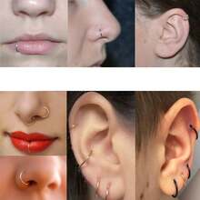 Cartilage Hoop Earrings Nose Rings Unisex Dainty Tiny 18k Plating Cartilage Huggie Hoop Earrings, 16G 18G Surgical Steel Small Endless Hinged Hoops Earring For Earlobe Cartilage Helix Rook Daith Conch Nose Lip Body Piercing Jewelry - Seamless Hoop Earring Set - View 8