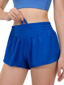 Women's Mid-Rise 2.5" Running Shorts – Quick-Dry, Lightweight Gym Shorts With Liner & Zipper Pockets For Sports & Workouts - Blue - View 5