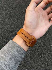 1pc Vintage Brown Leather Watch Band, Suitable For Apple Watch Ultra 3 2 1 Series SE S10 S9 S8 S7 S6 S5 S4 S3 S2 S1, 38mm 40mm 41mm 42mm 44mm 45mm 49mm 46mm, Classic & Fashionable For Business, Outdoor, Travel, Party, Apple Watch Strap