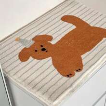 1 Pc Cartoon Dog Striped Bath Mat, Non-Slip Absorbent Flannel Rug, Machine Washable Polyester Blend, Rectangular Bathroom Floor Mat, Bedroom Bedside Rug, Living Room Area Rug, Home Decoration Rug Carpet Rugs Door Mat Room Decor Carpet For Living Room Kitchen Rug Bedroom Decor Blankets And Throws Rugs For Bed Room Bathroom Decor Room Decoration Stuff Living Room Decor Office Decor House Decor Home Decor Living Room Bathroom Rug Room Decor Aesthetic