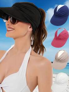 1 chiếc mũ thể thao mùa hè rộng vành chống tia UV dành cho nữ, mũ đi biển mùa hè có thể gấp gọn dành cho nữ. - Nhiều màu - Xem 4