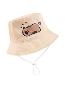 1pc Kids Reversible Piggy Print Bucket Hat, Unisex Children Sunscreen Bucket Hat For Daily Wear