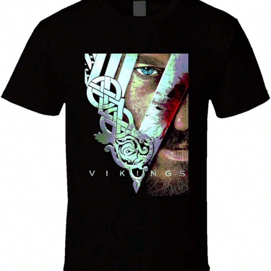 Vikings TV Series Ragnar T-Shirt TV Action Show Shirts Ragnar Lothbrok Shirt 2 - Black - View 1