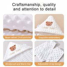 1pc Ultra-Soft & Cozy Baby Embroidered Swaddle Blanket, 3D Comfort Plush Beads - Washable, Adorable Cartoon Embroidery Pattern, Newborn Hospital Swaddle, Plush Swaddle For Infants, 4-Season, Perfect Gift For Baby - 1-pack Embroidered Beanie Quilt - View 5
