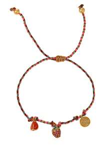 1pc Religion Vacation Style Fashion Colorful Copper Inlaid Synthetic Zirconia Oil Drop Insect Portrait Letters Heart Fruit Shell Cross Watermelon Faux Pearl Braided Bracelet Women Beach Vacation Daily Party Wear Christmas Gift For Friends And Sisters ( Pendant Size: 1cm–2cm) - Colorful - View 18