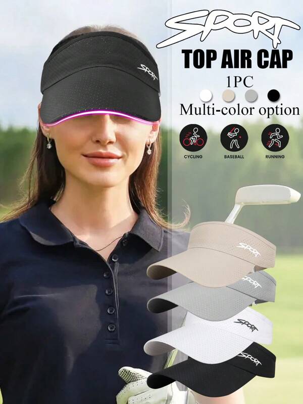 1pc Breathable Mesh Top Baseball Cap, Summer Running/Sport Hat, Outdoor Hiking/Cycling Adjustable Visor Hat, Beach Golf Sun Protection Hat, Quick Dry Sun Hat For Hiking, Beach