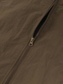 女士春秋新款无袖背心外套，休闲修身设计，拉链连帽口袋可调节下摆，轻盈户外时尚百搭风格 - 咖啡棕 - 查看 6