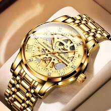 1pc Luxury Men's Automatic Skeleton Tourbillon Watch With Diamond Markers & Luminous Hands – 50M Waterproof, Japanese Mechanical Movement, 316L Stainless Steel Two-Tone Case, Transparent Glass Back – Premium Business Gift For Dad/Birthday/Friends - 彩色 - 查看 14