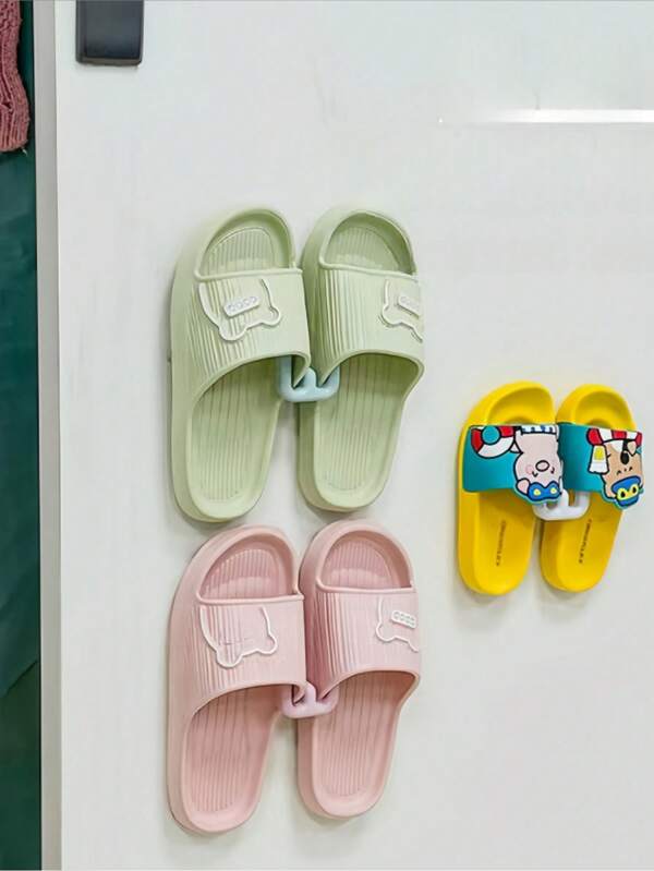 10pcs/5pcs No Drill Bathroom Slippers Rack, Wall Mounted Drainage Shower Holder, Versatile Indoor Slippers Hanging Hooks