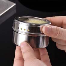4 Packs, Magnetic Spice Jar, Wall Mounted Stainless Steel Spice Jar, With Lid And Small Hole, Rust Free, Easy To Clean
