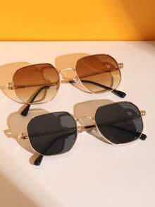 2副铜质几何全框装饰个性时尚眼镜，女士适用，适合日常生活、户外休闲活动、驾驶、露营、办公着装、家庭出游，适合所有脸型，是夏季海滩度假、户外活动和旅行的理想之选。