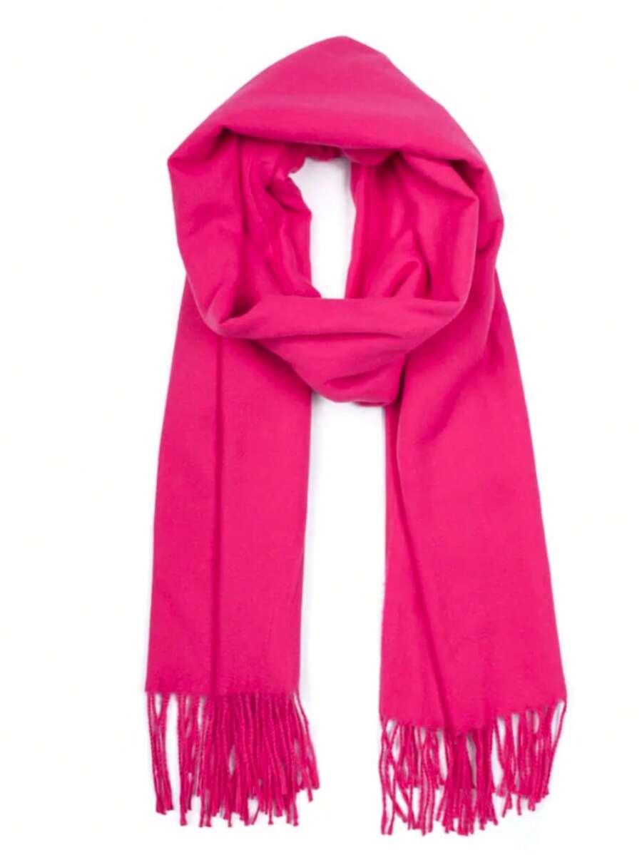 Shawls Scarf Sophisticated Plain Print Social-Xx6161 - 玫紅色 - 查看 1