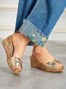 Sandálias de PVC transparentes respiráveis e abertas para meninas, elegantes e generosas, confortáveis e antiderrapantes, sapatos casuais para atividades ao ar livre