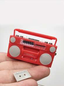 1pc 1:12 Scale Miniature Dollhouse Radio Accessory With Vinyl Record Player Decor, Retro Cassette Player Miniaturized, Detailed & Realistic Music Player Decorative Piece - Perfect Gift For Collectors, Music Lovers, And Miniature Living Room Furniture Enthusiasts!