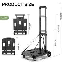 Foldable Hand Truck Dolly, 400 LB Folding Luggage Cart With Wheels, Portable Flatbed Cart Collapsible Hand Truck For Luggage, Travel, Moving, Shopping, Office Use - Black - View 2