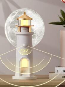 1Pc Moonlight Lighthouse Projectielamp, Sfeer Nachtlampje, Bluetooth Speaker Creatieve Muziek Afstandsbediening Menselijke Sensor Ornament Kleine Tafellamp, Verstelbare Volume Luidspreker, Woondecoratie, Slaapkamerdecoratie, Cadeau