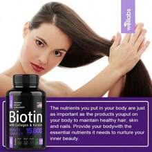 Biotin Capsules - Support Hair Growth, With Vitamin B6 B2 D3, Easy To Absorb, 120 Capsules - 1瓶 - 查看 3