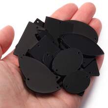 50 piezas Parches de espejo acrílico de formas surtidas, multicolor, 2 agujeros, suministros de costura y manualidades