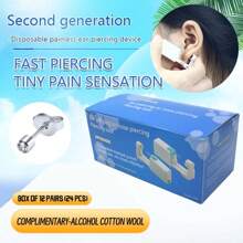 24PCS Disposable Ear Piercing Gun With Built-In Steel Stainless Stud Earrings-Safety Self Ear Piercing Kit