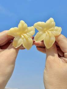 1 Pair Fashion Cute Fresh Pastoral Resin Colored Glass Bead Flower Stud Earrings For Women, Suitable For Beach, Party, Gift