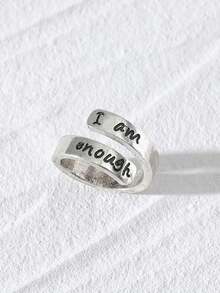 Letter Engraved Ring - Antique Silver - View 2