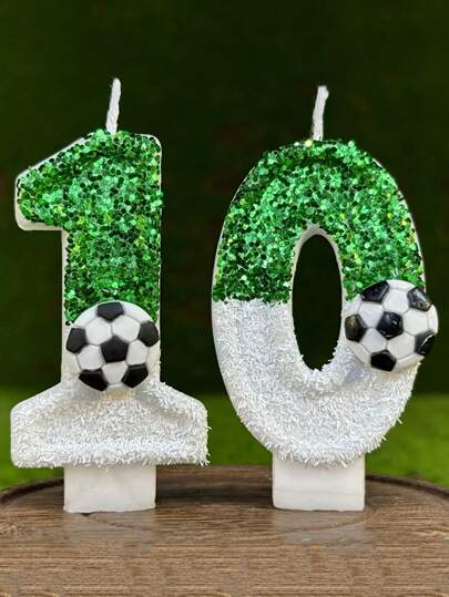 1 pieza Vela de cumpleaños creativa con diseño de fútbol de dos tonos para decoración de tartas, aniversario, fiesta, vuelta al cole, Día de San Valentín, DIY