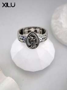 1pc Fashion Metal Flower Pattern Vintage Western Cowboy Style Adjustable Bracelet, Unisex