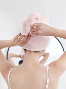 5-Piece Set Of Coral Velvet Cartoon Embroidered Hair Blowing Hats, Women's Bathing Hats With Water Absorbing Triangle Hats, Water Absorbing Hair Blowing Towels, 1 Women's Quick Drying Hair Towel, Highly Absorbent Coral Velvet Women's Hair Towel Set