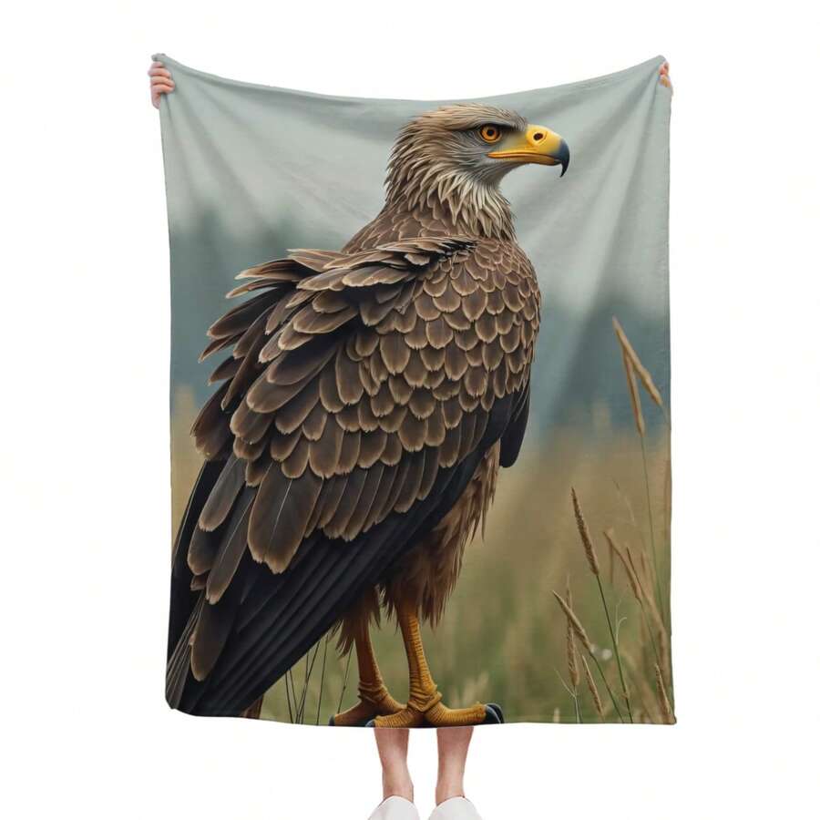 Majestic Eagle Portrait In Natural Habitat Home Use, Travel, Camping, Personalized Blanket A Perfect Gift For Family And Friends_00001_