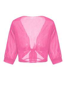 Áo khoác ngoài dáng rộng bằng chiffon thắt nơ phía trước, chất liệu nhẹ, thoải mái cho kỳ nghỉ hè. - hoa hồng đỏ - Xem 3