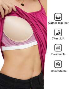 Plus Size Women's Cami With Built In Bra Flowy Tank Top Swing Pleated Shirt Camisole Adjustable Spaghetti Strap With Shelf Bra Cup Pad Loose Tops Summer Beach Casual S-4XL - Màu Hoa hồng đỏ - Xem 3