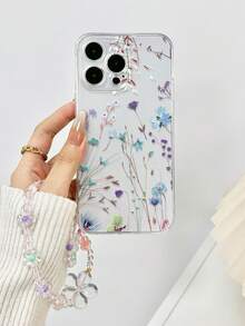 1个印花加厚透明保护手机壳，配手工串珠花朵手链，兼容 16/11/16 Pro/16 Plus/16 Pro Max/16 e/15 Pro Max/13/14/12/XS/XR/7G/8P、Galaxy 11/12 Pro/12/12 X/13 Pro/14 Pro/15 Pro、Redmi 10/9/Note9/12c/Note11 Pro/Note8 Pro - 彩色 - 查看 3