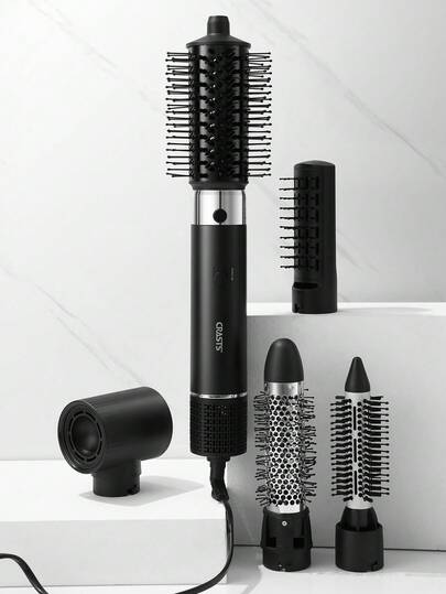  CRASTS Professional 5 In 1 Hair Dryer,Hair Brush, Blow Dryer,Hair Styling,Multifunction For Hair Curler,Curling Iron & Straightener,Quick Dry Low Noise,With 5 Attachments,3 Settings For Wind And Home& Salon Use,Hair Care Gift