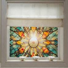 1 Stück Buntglas Fensterfolie, dekorative Fensterfolie mit abstraktem Statik-Klebeeffekt, nicht klebend, Fensterdekoration für Zuhause, Büro, Wohnzimmer, Toilette, Küche, Tür und Fenster