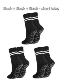3 paires de chaussettes antidérapantes pour le Pilates, chaussettes antidérapantes pour femme pour le Pilates, chaussettes adhérentes pour le Pilates, chaussettes à grip pour le yoga, noir, blanc, rose, sport