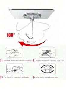 AOMEES Adhesive Hooks Heavy Duty Wall Hooks 8kg (Max) Self Adhesive Hook 12pcs, Kitchen Hooks, Bathroom Hooks, Door Hooks, Hanging With Kitchen Utensils, Towe, Key, Cups And More