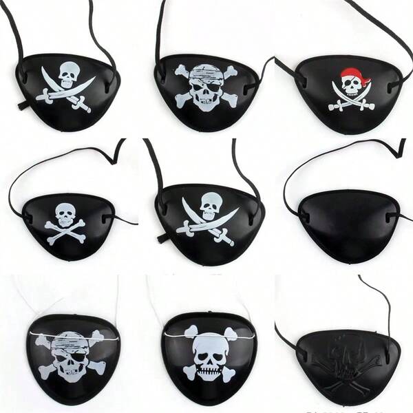 1pc Plastic Skull Pirate Eyepatch, Halloween Horror Cyclops Skull Street Disguise PVC Eyewear