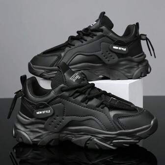 2025 New Style Men Casual Leather Sneakers Summer Thick Sole Lace Up Breathable Sports Shoes Inspo Platform Trainers