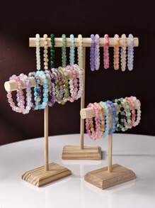 3pcs Wooden T-Shaped Jewelry Display Stand Set, Multifunctional Necklace, Bracelet, Anklet Organizer & Holder, Ideal For Wedding Accessories, Detachable Rack For Keys, Memorabilia, Hair Accessories Storage, Suitable For Counter, Vanity, Bedroom