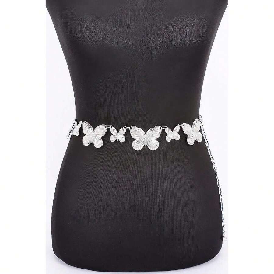 Multi Butterfly Chain Belt - Silver - View 1